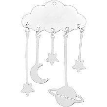 DICOSMETIC 5Pcs Stainless Steel Cloud with Moon Star Planet Charms Stary Sky Pendants Metal Clouds Pendants Night Sky Pendants for Bracelet Necklace Earrings Making