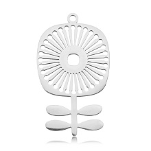 Honeyhandy 201 Stainless Steel Pendants, Laser Cut, Flower, Stainless Steel Color, 33x19x1mm, Hole: 1.6mm