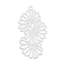 Honeyhandy 201 Stainless Steel Pendants, Laser Cut, Flower, Stainless Steel Color, 37x19x1mm, Hole: 1.6mm