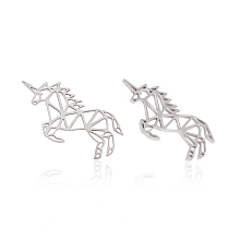 201 Stainless Steel Filigree Joiners, Unicorn, Stainless Steel Color, 14x21x1mm