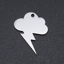 Honeyhandy 201 Stainless Steel Laser Cut Pendants, Rain cloud, Stainless Steel Color, 19x15x1mm, Hole: 1.4mm