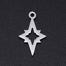 Honeyhandy 201 Stainless Steel Laser Cut Pendants, Hollow Star, Stainless Steel Color, 17x10x1mm, Hole: 1.5mm