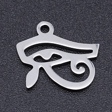 Honeyhandy 201 Stainless Steel Laser Cut Charms, Egyptian Eye of Horus, Stainless Steel Color, 12x13.5x1mm, Hole: 1.5mm