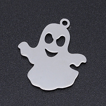 Honeyhandy 201 Stainless Steel Laser Cut Pendants, Ghost, Stainless Steel Color, 22x19.5x1mm, Hole: 1.4mm