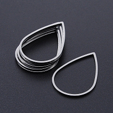 Honeyhandy 201 Stainless Steel Linking Rings, Laser Cut, Teardrop, Stainless Steel Color, 26x17x1mm, Inner Size: 23.5x15mm