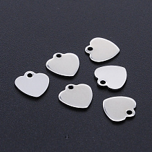 Honeyhandy 201 Stainless Steel Laser Cut Charms, Blank Stamping Tag, Heart, Stainless Steel Color, 9.5x9.5x1mm, Hole: 1.2mm