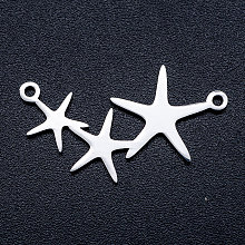 Honeyhandy 201 Stainless Steel Stamping Blank Links connectors, Star, Stainless Steel Color, 14.5x26.5x1mm, Hole: 1.2mm