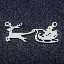 Honeyhandy 201 Stainless Steel Pendants, Christmas Reindeer and Santa Claus, Stainless Steel Color, 11x27.5x1mm, Hole: 1.2mm