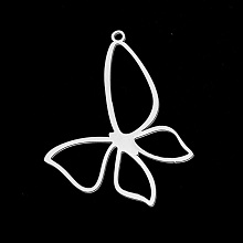 Honeyhandy 201 Stainless Steel Pendants, Laser Cut, Butterfly, Stainless Steel Color, 40x31x1mm, Hole: 1.5mm