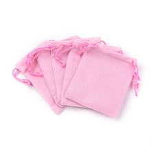 Honeyhandy Velvet Cloth Drawstring Bags, Jewelry Bags, Christmas Party Wedding Candy Gift Bags, Hot Pink, 9x7cm