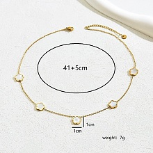 Honeyhandy Golden Stainless Steel Flower Pendant Necklace for Women, White, 16.14 inch(41cm)