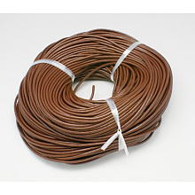 Honeyhandy Cowhide Leather Cord, Leather Jewelry Cord, Dyed, Saddle Brown, 1mm, about 109.36 yards(100m)/bundle