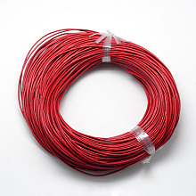 Honeyhandy Spray Painted Cowhide Leather Cords, Red, 1.5mm, about 100yards/bundle(300 feet/bundle)