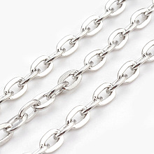 Honeyhandy Iron Cable Chains, Unwelded, Flat Oval, Cadmium Free & Lead Free, Platinum Color, 7x5.1x1.2mm