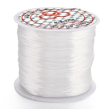 Honeyhandy Flat Elastic Crystal String, Elastic Beading Thread, for Stretch Bracelet Making, Dyed, White, 0.8mm, about 65.61 yards(60m)/roll