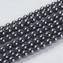 Honeyhandy Non-magnetic Synthetic Hematite Beads Strands, AAA Grade Round Beads, Black, Size: about 4mm in diameter, hole: 0.8~1mm