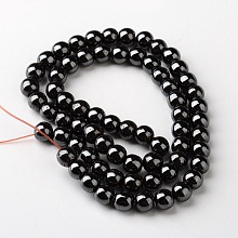 Honeyhandy Non-Magnetic Synthetic Hematite Beads Strands, Round, Black, 6mm, Hole: 1.5mm, about 68~72pcs/strand