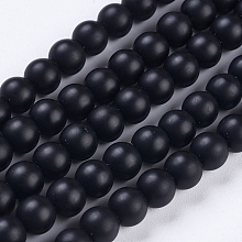 ARRICRAFT Synthetic Black Stone Bead Strands, Frosted, Round, 6mm, Hole: 1mm, about 65pcs/strand, 15.7 inches