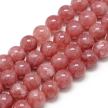 Natural Quartz Beads Strands, Round, Dyed & Heated, 12x11.5mm, Hole: 1mm, about 34pcs/strand, 16.3 inch