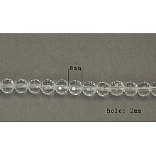 Honeyhandy Imitation Crystal Glass Beads, Round, Crystal, Faceted, Size: about 8mm in diameter, hole: 2mm, about 72pcs/strand, 20.5 inch