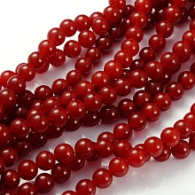 Honeyhandy Natural Carnelian Beads Strands, Dyed, Round, FireBrick, about 10mm in diameter, hole:1.2mm, about 39pcs/strand, 15~16 inch