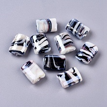 Honeyhandy Handmade Lampwork Beads, Pearlized, Rectangle, Black, 20x15x8mm, Hole: 2mm