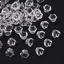 Honeyhandy Transparent Acrylic Beads, Tulip Flower, Lily of the Valley Clear, about 10mm wide, 6mm thick, hole:1.5mm