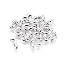 Honeyhandy Acrylic Beads, Rice, Silver, about 3mm wide, 6mm long, hole: 1mm, 1300pcs/50g