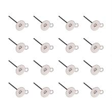 ARRICRAFT 50pcs Original Color 304 Stainless Steel Flat Round Blank Peg & Post Ear Studs Findings, 12x8x8mm, Hole: 1mm, Pin: 0.4mm