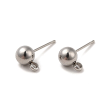 Honeyhandy Original Color Stainless Steel Stud Earring Findings, with Loop, Stainless Steel Color, 17x9x6mm, Hole: 1.8mm, Pin: 0.8mm