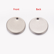 Honeyhandy 304 Stainless Steel Stamping Blank Tag Pendants, Flat Round, 13x0.8~1mm, Hole: 1.4mm