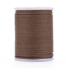 Honeyhandy Round Waxed Polyester Cord, Taiwan Waxed Cord, Twisted Cord, Coffee, 1mm, about 12.02 yards(11m)/roll