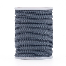 Honeyhandy Round Waxed Polyester Cord, Taiwan Waxed Cord, Twisted Cord, Steel Blue, 1mm, about 12.02 yards(11m)/roll