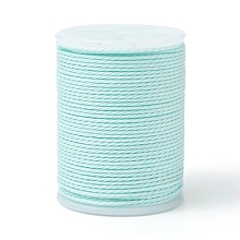 Honeyhandy Round Waxed Polyester Cord, Taiwan Waxed Cord, Twisted Cord, Light Cyan, 1mm, about 12.02 yards(11m)/roll