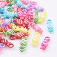 Honeyhandy Colorful Acrylic Pendants, Craft Style, Mixed Color, Candy, about 7mm wide, 21mm long, hole: 3.5mm, about 1660pcs/500g