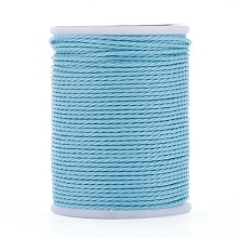 Honeyhandy Round Waxed Polyester Cord, Taiwan Waxed Cord, Twisted Cord, Sky Blue, 1mm, about 12.02 yards(11m)/roll