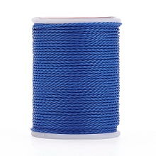 Honeyhandy Round Waxed Polyester Cord, Taiwan Waxed Cord, Twisted Cord, Blue, 1mm, about 12.02 yards(11m)/roll