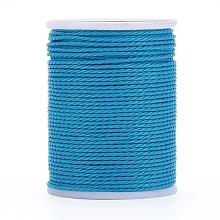 Honeyhandy Round Waxed Polyester Cord, Taiwan Waxed Cord, Twisted Cord, Cyan, 1mm, about 12.02 yards(11m)/roll