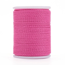 Honeyhandy Round Waxed Polyester Cord, Taiwan Waxed Cord, Twisted Cord, Hot Pink, 1mm, about 12.02 yards(11m)/roll