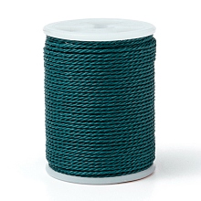 Honeyhandy Round Waxed Polyester Cord, Taiwan Waxed Cord, Twisted Cord, Teal, 1mm, about 12.02 yards(11m)/roll