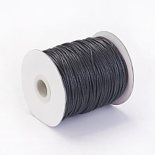 Honeyhandy Waxed Cotton Thread Cords, Black, 1.5mm, about 100yards/roll(300 feet/roll)