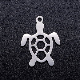 Honeyhandy 201 Stainless Steel Hollow Pendants, Laser Cut, Turtle, Stainless Steel Color, 19x14x1mm, Hole: 1.5mm