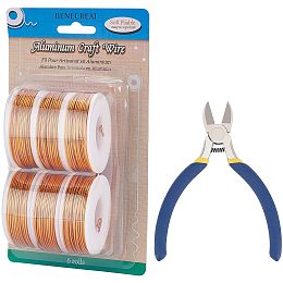 BENECREAT 6 Rolls 17 Gauge Aluminum Craft Wire 96m/315 Feet Copper Jewelry Beading Wire with 1PCS Side Cutting Plier for Jewelry Making Craft