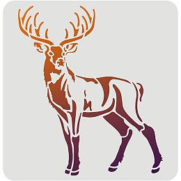 FINGERINSPIRE Deer Drawing Painting Stencils Templates (11.8x11.8inch) Plastic Elk Stencils Decoration Square Moose Stencil for Painting on Wood, Floor, Wall, Fabric