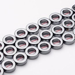 Honeyhandy Non-Magnetic Synthetic Hematite Beads, Grade A, Donut, Black, 12x4mm, Hole: 1mm, about 33pcs/strand, 16 inch