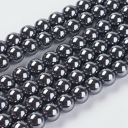 Honeyhandy Non-Magnetic Synthetic Hematite Beads, AA Grade Round Beads, Black, 10mm, Hole:1mm, about 43pcs/strand