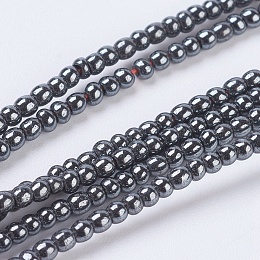 Honeyhandy Non-Magnetic Synthetic Hematite Beads, Round, Black, 2mm, Hole: 0.6mm, about 191pcs/strand