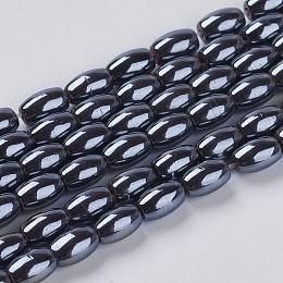 Honeyhandy Non-Magnetic Synthetic Hematite Beads, Oval, Black, 5x3mm, Hole: 0.8mm, about 82pcs/strand