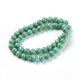 Honeyhandy Synthetic Turquoise Beads, Dyed, Round, Dark Turquoise, Size: about 8mm in diameter, hole: 1mm, 50pcs/strand, 16 inch