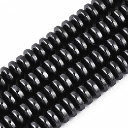 Honeyhandy Non-Magnetic Synthetic Hematite Beads Strands, Rondelle, Black, 6.5x3mm, Hole: 1mm, about 137~139pcs/strand, 15.55~15.75 inch(39.5~40cm)